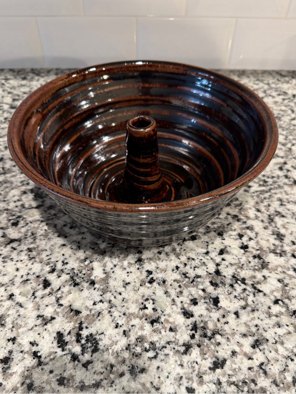 Signed pottery Bowl in Deep Brown Glaze